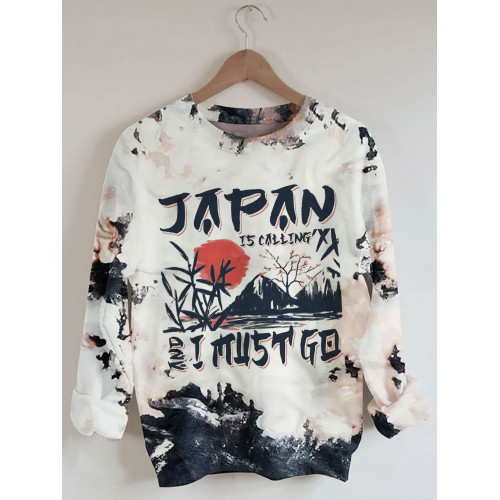 Japan Is Calling I Must Go Print Sweatshirt