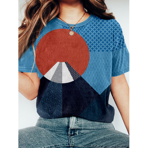 Japanese Abstract Mount Fuji Art Vintage T Shirt