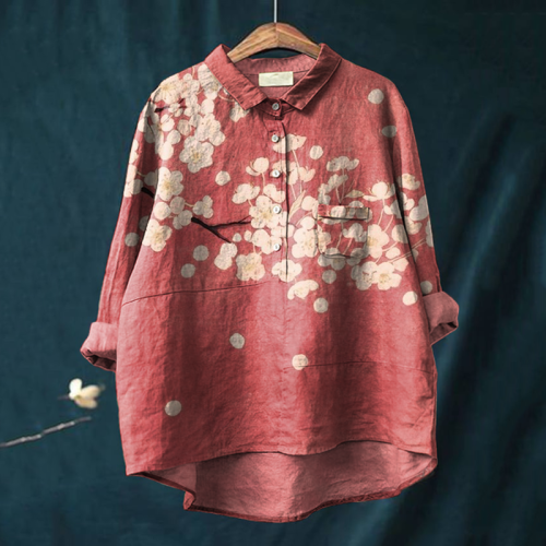 Japanese Art Cherry Blossom Print Blouse