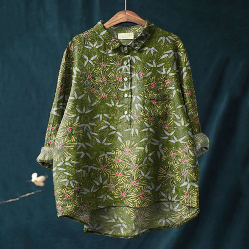 Japanese Art Floral Print Blouse