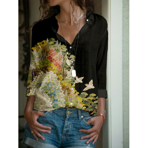 Japanese Art Painting Pattern Cozy Blouse