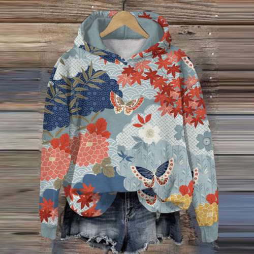 Japanese Art Print Casual Hoodie