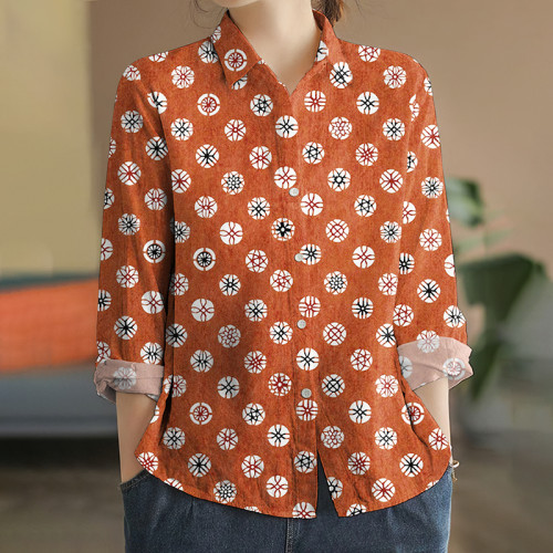 Japanese Art Print Long Sleeve Casual Shirt