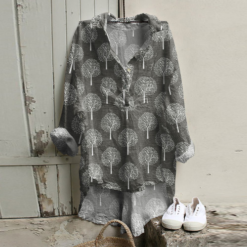 Japanese Art Print Long Sleeve Casual Shirt