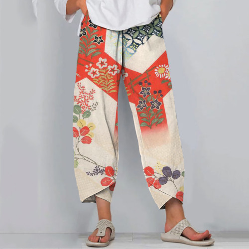Japanese Art Print Loose Casual Pants