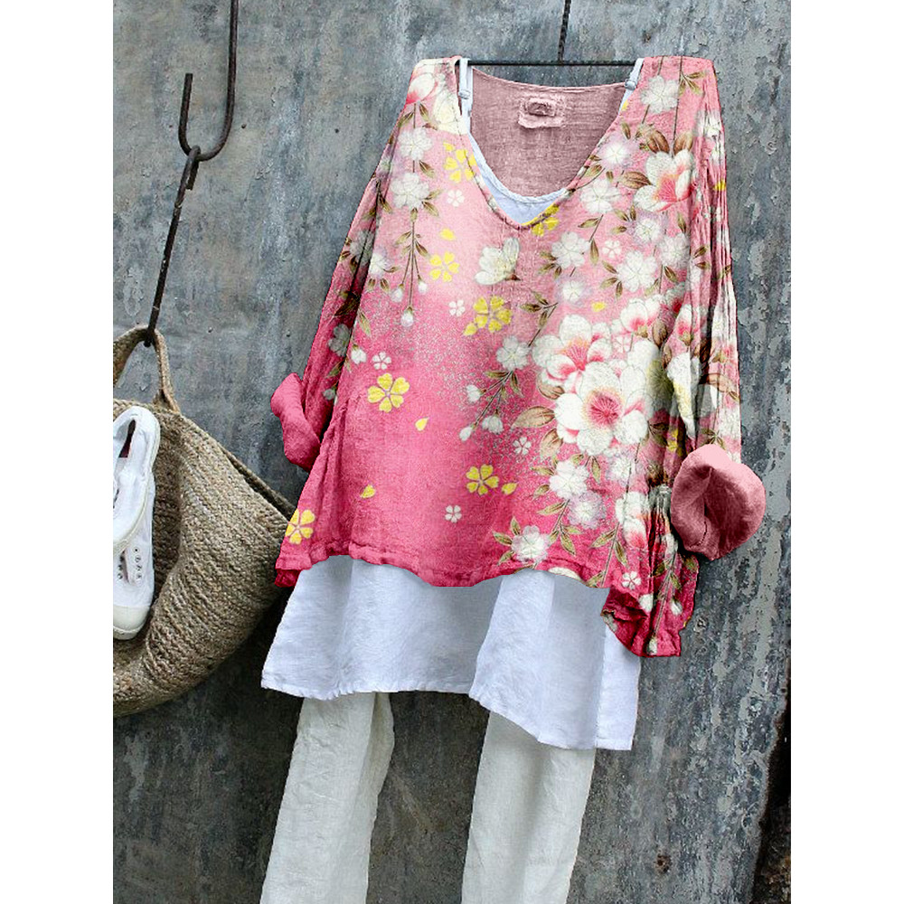 Japanese Cherry Blossom Art Cozy Flowy Tunic