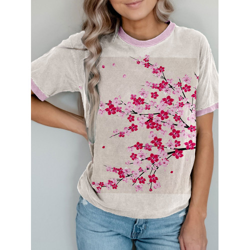 Japanese Cherry Blossom Vintage Washed T Shirt