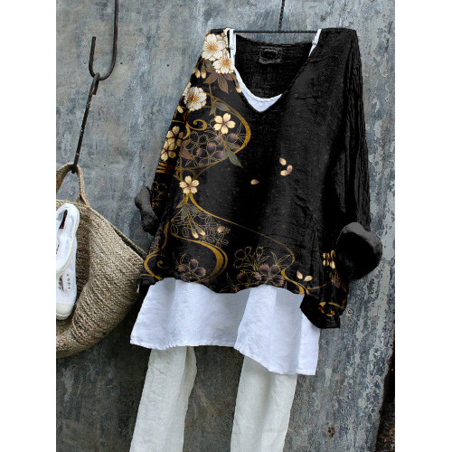 Japanese Cherry Blossoms Art Linen Blend Tunic