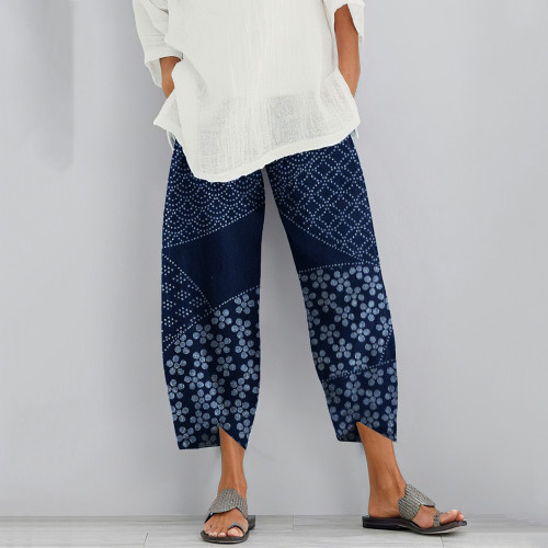 Japanese Floral Art Printed Casual Pants