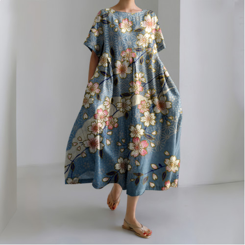 Japanese Flower Art Casual Dress