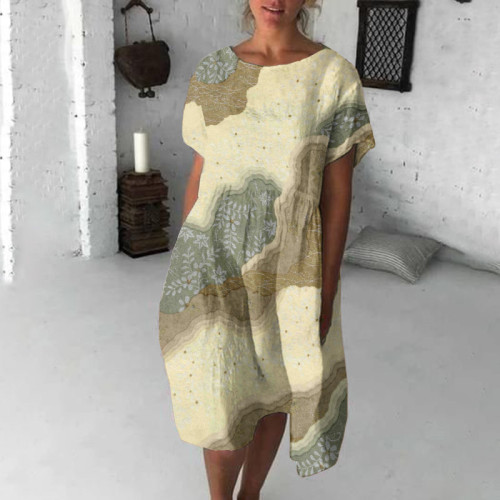 Japanese Flowers Art Flowy Midi Dress