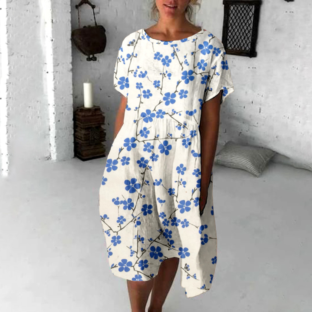 Japanese Flowers Art Flowy Midi Dress