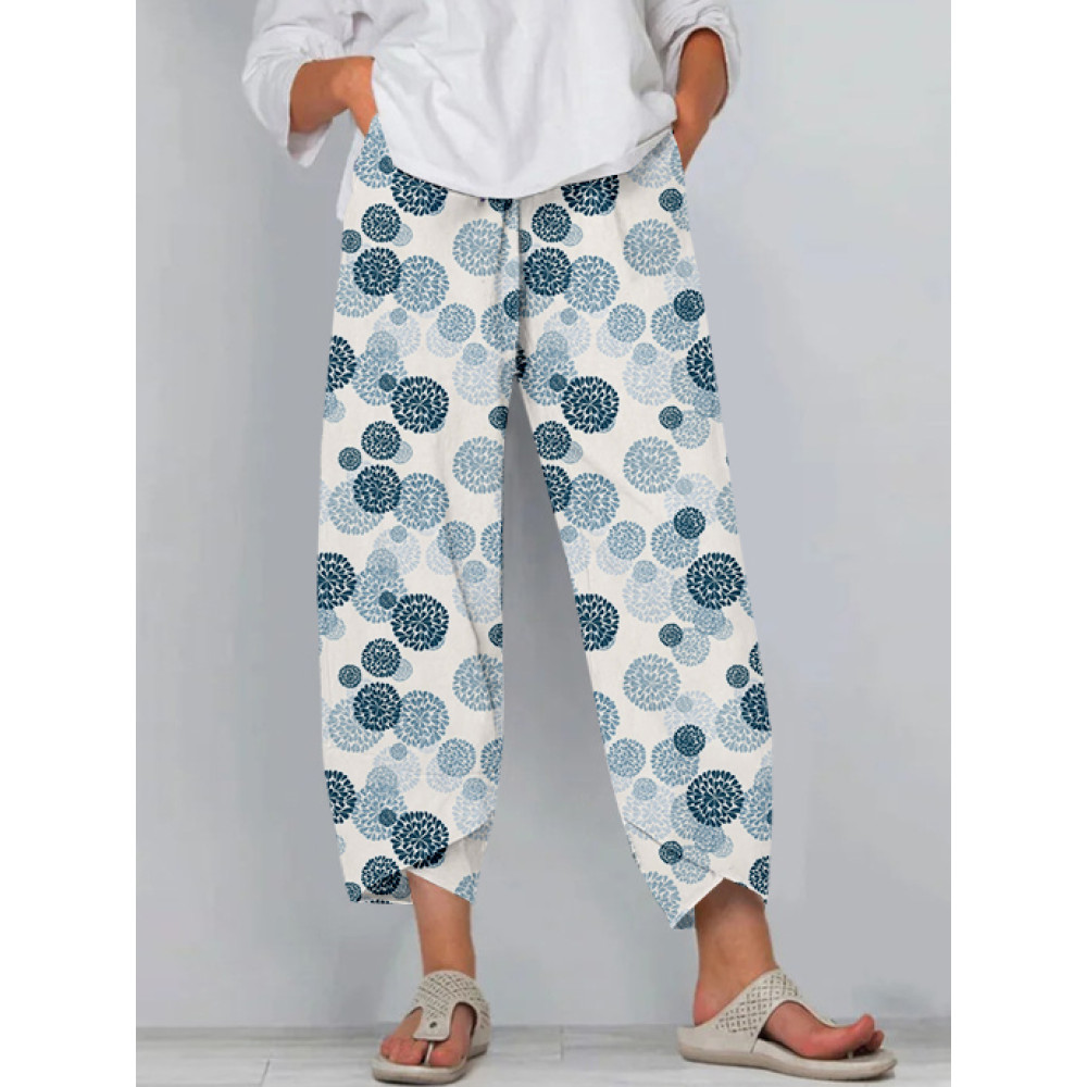 Japanese Inspired Pattern Cropped Casual Pants