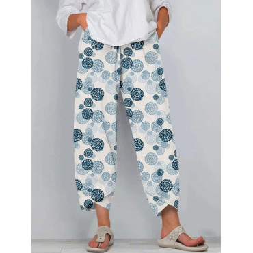 Japanese Inspired Pattern Cropped Casual Pants