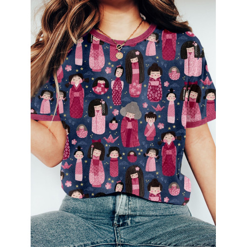 Japanese Kokeshi Dolls Art Vintage T Shirt