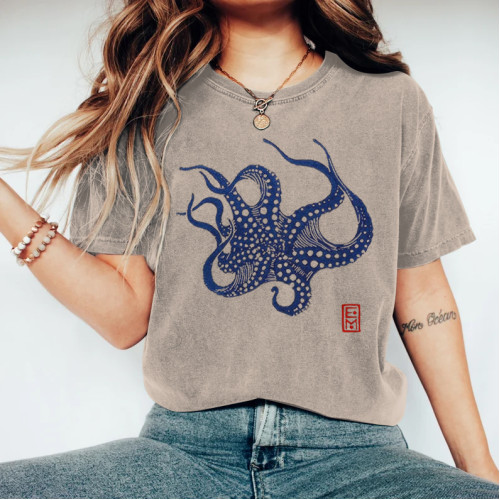 Japanese Octopus Art Vintage T Shirt
