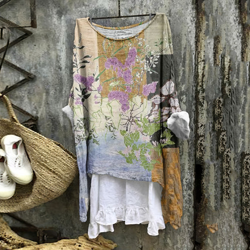 Japanese Patch Floral Art Printed Casual Shirt
