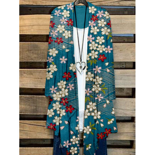 Japanese Sakura Chiyogami Pattern Flowy Cardigan