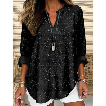 Japanese Sashiko Geometric Art Linen Blend Tunic