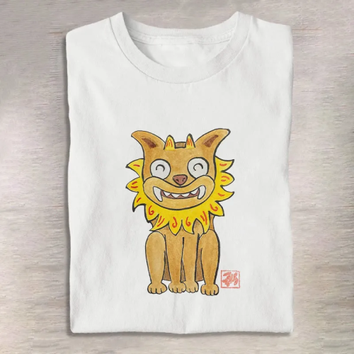 Japanese Smiling Shisa Watercolor & Ink Painting Print T-Shirt