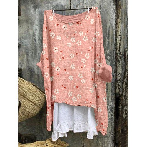 Japanese Traditional Cherry Blossom Linen Blend Tunic