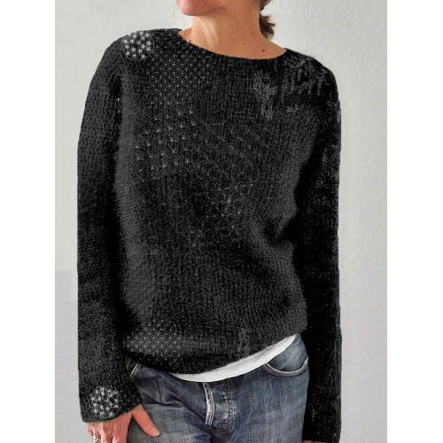 Japanese Traditional Sashiko Art Crew Neck Cozy Sweater