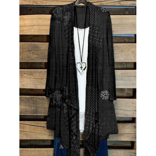 Japanese Traditional Sashiko Art Flowy Cardigan