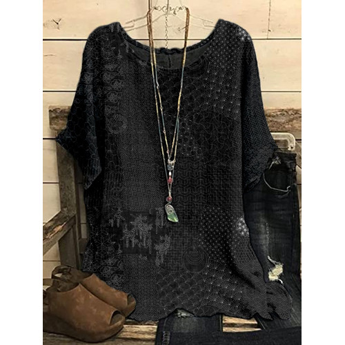 Japanese Traditional Sashiko Art Flowy Tunic