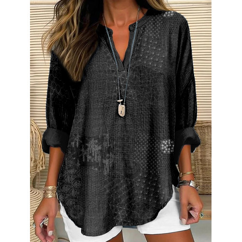 Japanese Traditional Sashiko Art Linen Blend Tunic