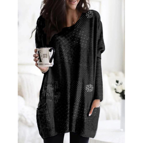 Japanese Traditional Sashiko Art Patch Pocket Cozy Tunic