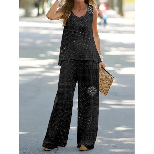 Japanese Traditional Sashiko Art Tank Top Two Piece Set