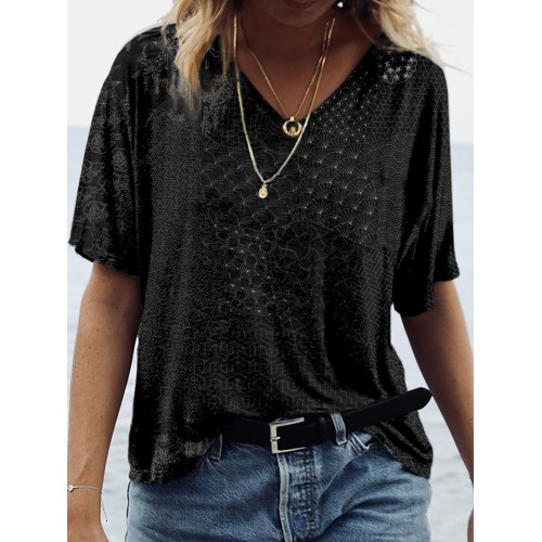 Japanese Traditional Sashiko Art V Neck Comfy T Shirt