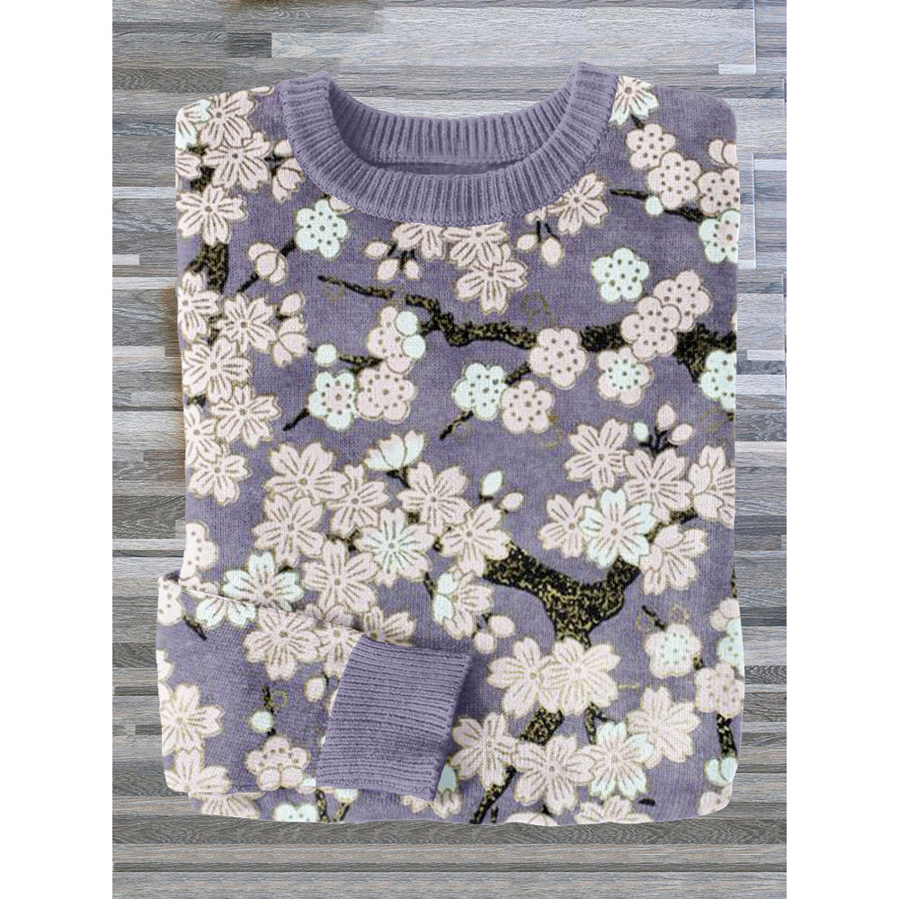Japanese Vintage Blossoms Art Cozy Sweater