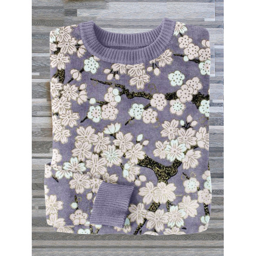 Japanese Vintage Blossoms Art Cozy Sweater