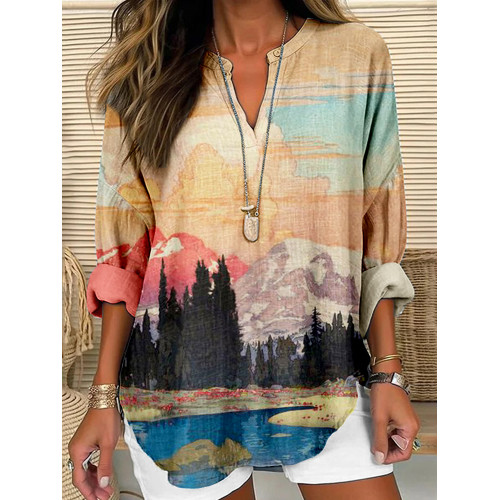 Mountain & Forest Ukiyoe Landscape Art Cozy Shirt
