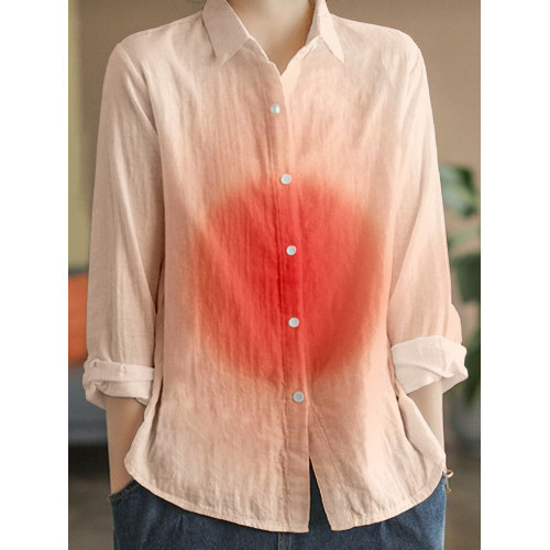 Pink Circle Gradient Pattern Linen Blend Cozy Blouse