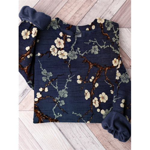 Plum Blossom Traditional Japanese Pattern Comfy Sweatshirt