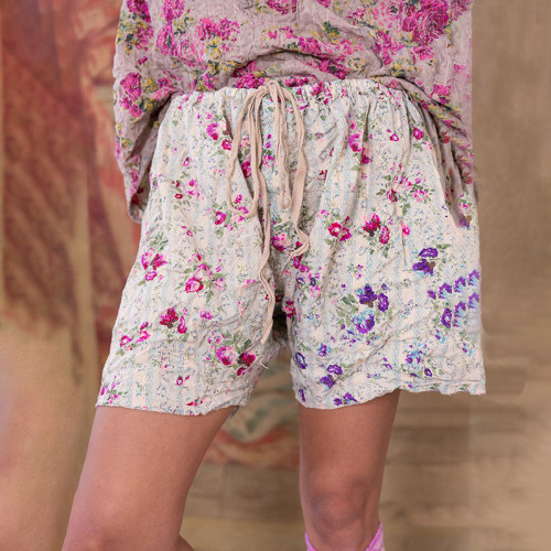 Retro Floral Art Print Casual Shorts