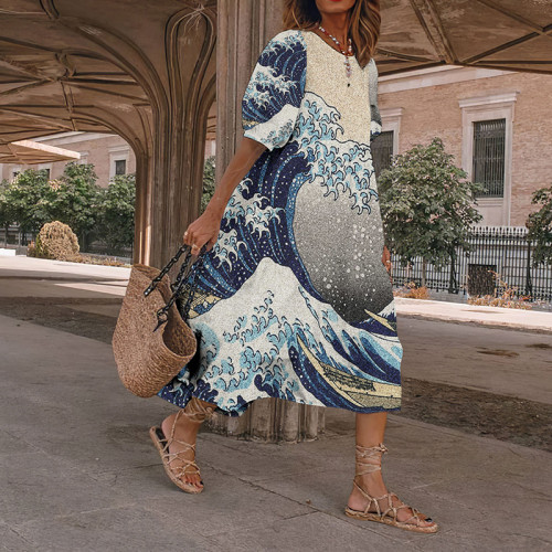 Retro Wave Japanese Art And Spring Midi Dress