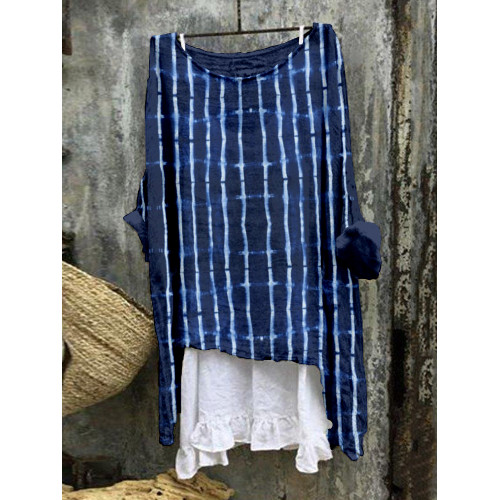 Tie Dye Bamboo Pattern Linen Blend Flowy Tunic