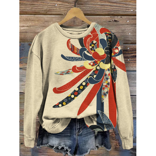 Traditional Japanese Flower Art Comfy Sweatshirt