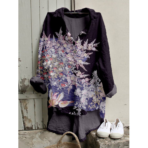 Traditional Japanese Pattern Linen Blend Tunic