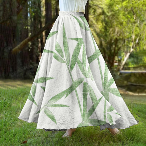 Vintage Bamboo Japanese Art A-Hem Skirt