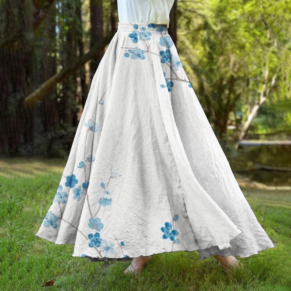 Vintage Blossom Japanese Art A-Hem Skirt
