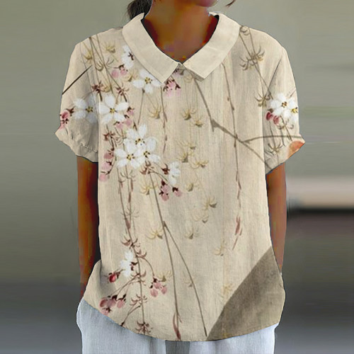 Vintage Floral Art Printed Casual Shirt