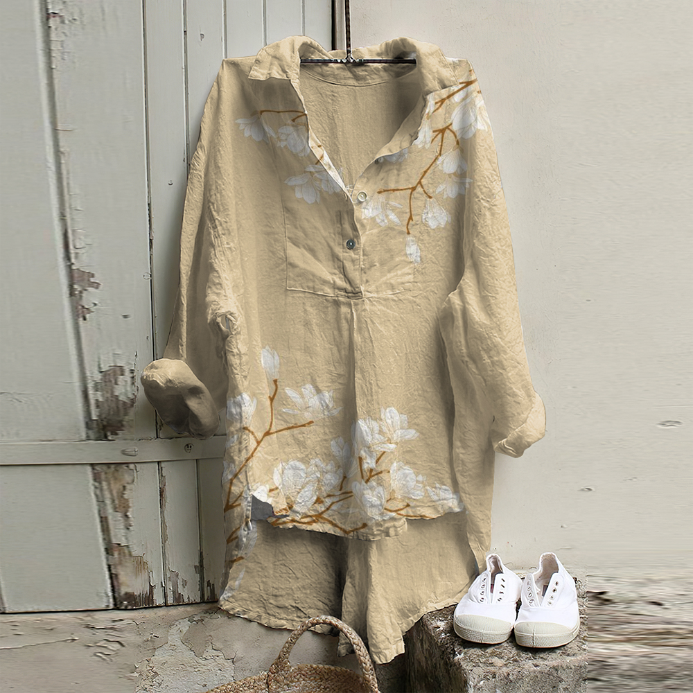 Vintage Floral Art Woven Casual Tunic