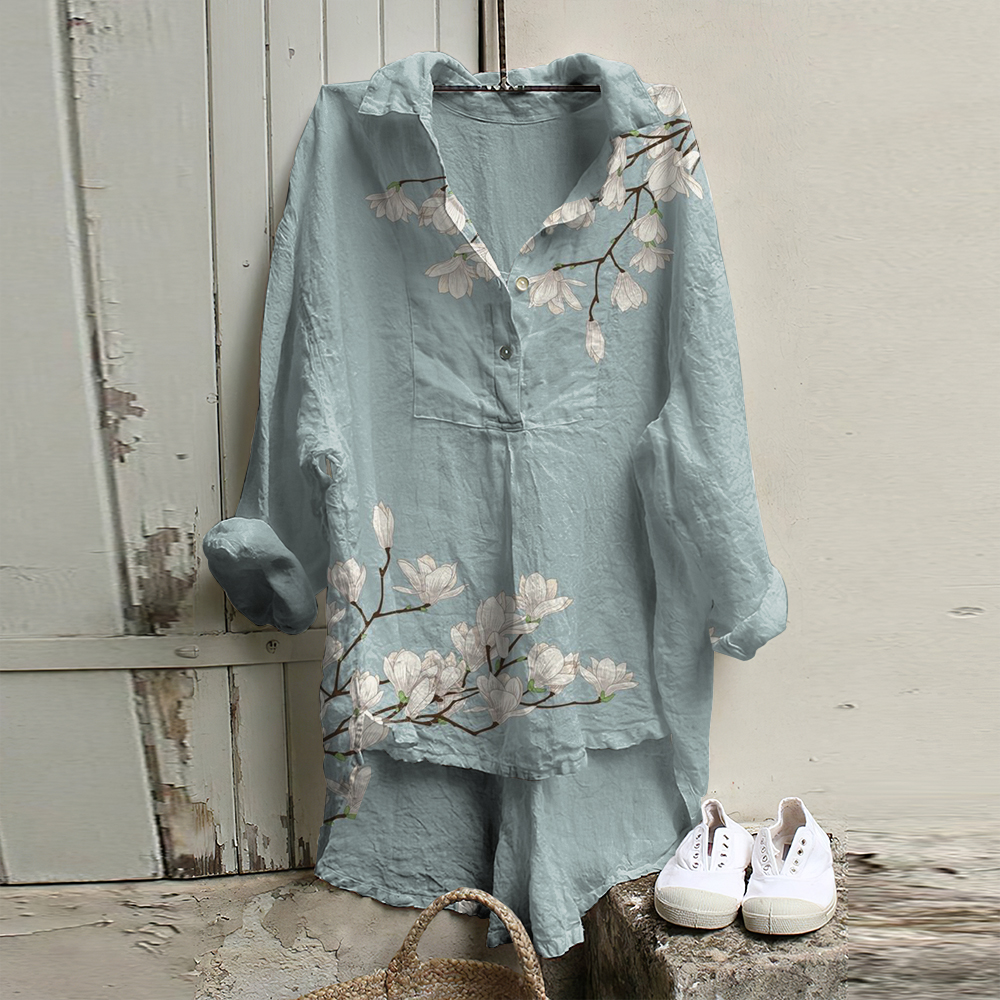 Vintage Floral Art Woven Casual Tunic