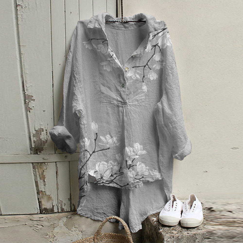 Vintage Floral Art Woven Casual Tunic