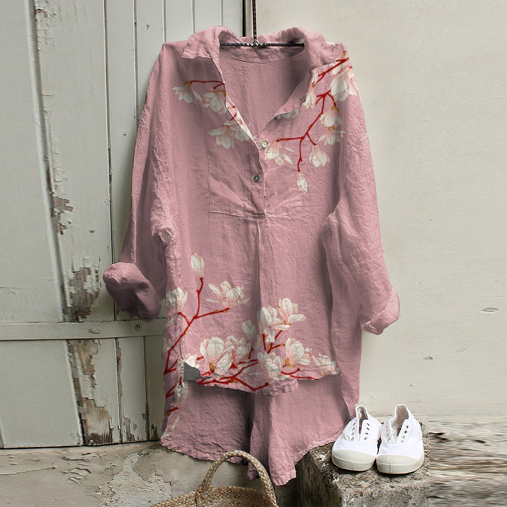 Vintage Floral Art Woven Casual Tunic
