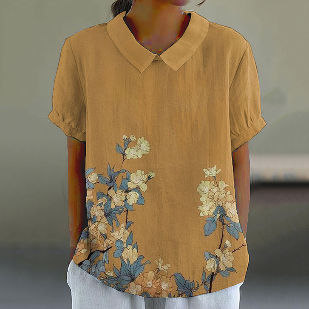 Vintage Floral Printed Casual Short Sleeve Shirt